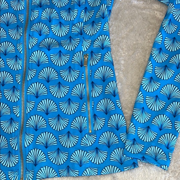 Sigrid Olsen Blue Bomber Jacket‎ with All-Over Pattern - Picture 8 of 9